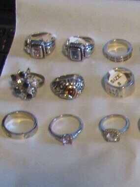 HUGE LOT New & Vintage Silver Toned RINGS All Sizes new & vintage Rhinestones